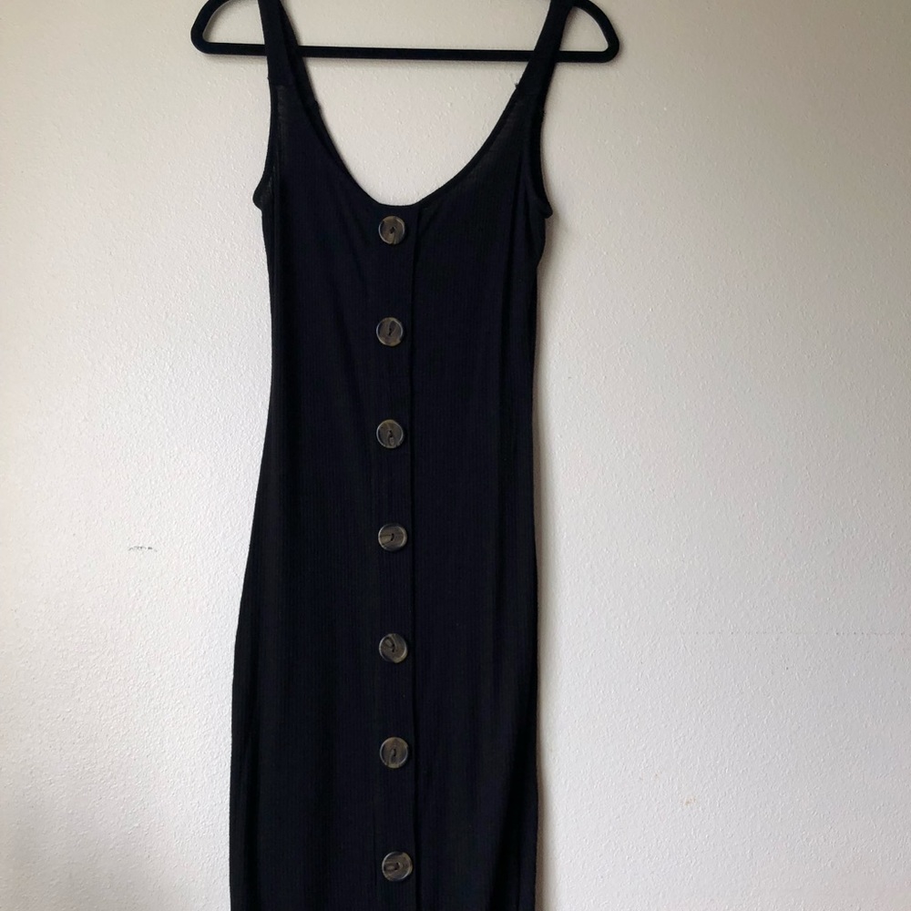 Black Bodycon Tea Length Dress